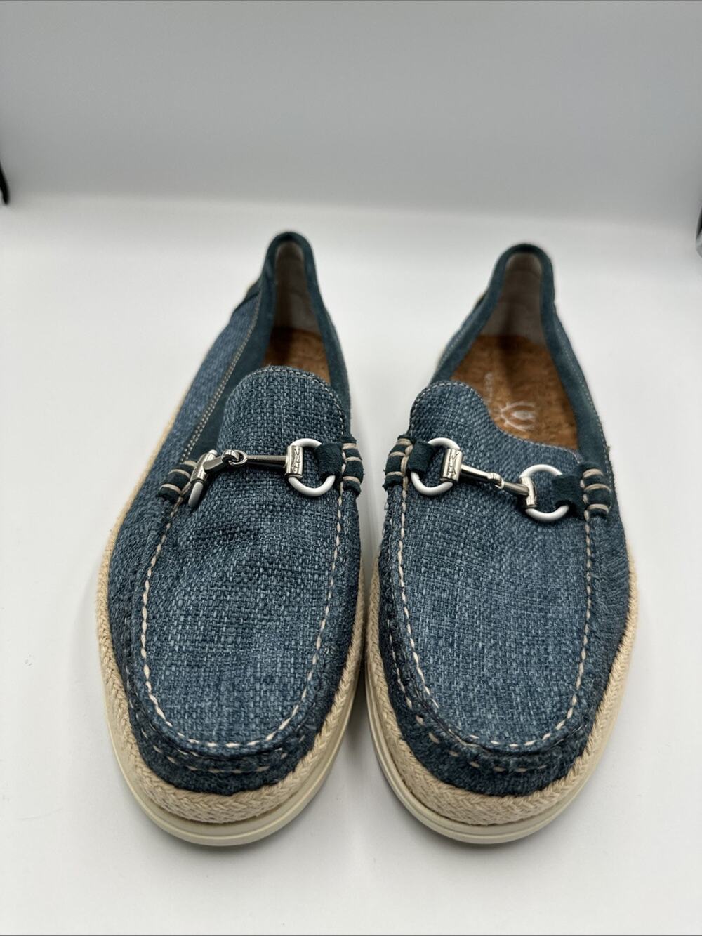 Martin Dingman WATERCOLOR COTTON HORSE BIT LOAFERS 8m